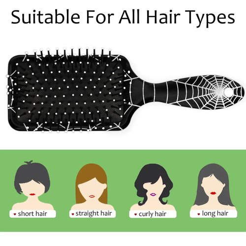 Detangler Hair Brush Black Spider Web Hairbrush for Kids Boys Girls, Glide Through Tangles with Ease and Massage Scalp, Smooth for All Hair Types (Wet Dry Thin Long Curly Hair)