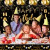 Black and Gold Birthday Party Decorations, Birthday Decorations for Boys Men Women Girls,Black and Gold Balloon Decorations for Birthday Party, Birthday Party Supplies with Happy Birthday Backdrop