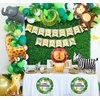 TUWUNA 9Pcs Safari Jungle Animal Balloons,Wild One Birthday Decorations Baby Shower Jungle Safari Party Supplies,Kids Elephant Monkey Lion Giraffe Leopard Zebra Crocodile Balloon