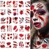XZENTIRA 30 Sheets Halloween Zombie Temporary Tattoos, Fake Scars Tattoos, Horror Realistic Wound Stitch Face Body Makeup Sticker, Scar Fake Blood Tattoos for Women Men Kids Halloween Party