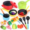 GILOBABY Play Kitchen Accessories, Play Food Sets for Kids Kitchen Playset with Pots and Pans Set, Cooking Utensils, Preschool Learning Education Toys for Toddlers, Birthday Gifts for Boys Girls (Red)
