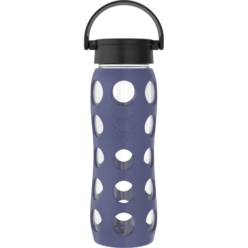 Lifefactory Classic Cap, Dusty Purple 22-Ounce Glass Water Bottle with Protective Silicone Sleeve, 22 Ounce,LG4311BDP4