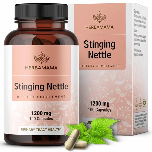 HERBAMAMA Stinging Nettle Root Capsules - Organic Stinging Nettle Root Powder Pills - Urtica Dioica Herbal Supplement - 100 Vegan Caps