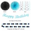 Light-Royal Navy-Blue Black Birthday Party-decorations - 21pcs Boys Men Happy Banner,Paper Streamers Lanterns Honeycomb,Tissue Pom Poms Fan,Adult Supplies Decor 16th 20th 40th 45th 50th 60th Huglony
