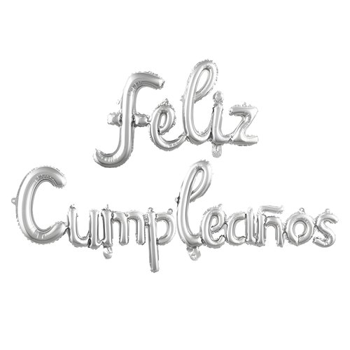 Feliz Cumpleanos Letter Balloons, Happy Birthday Balloons,16-Inch Foil Mylar Balloon Banner for Kids and Adults Birthday Party Decoration Supplies (Silver)