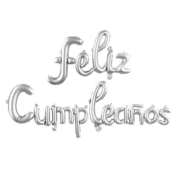 Feliz Cumpleanos Letter Balloons, Happy Birthday Balloons,16-Inch Foil Mylar Balloon Banner for Kids and Adults Birthday Party Decoration Supplies (Silver)