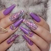 ZYBUXY 24pcs lady purple press on nails long coffin Fake Nails Acrylic wedding nails for bride Ballet False Nails for Women and Girls