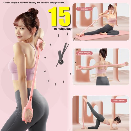 Figure 8 Exercise Resistance Bands Arm Back Shoulder Elastic Rope Stretch Fitness Bands,Foot,Leg,Hand Stretcher,Chest Expander,for Yoga Pilates Stretching Physical Therapy,Home Gym Workout