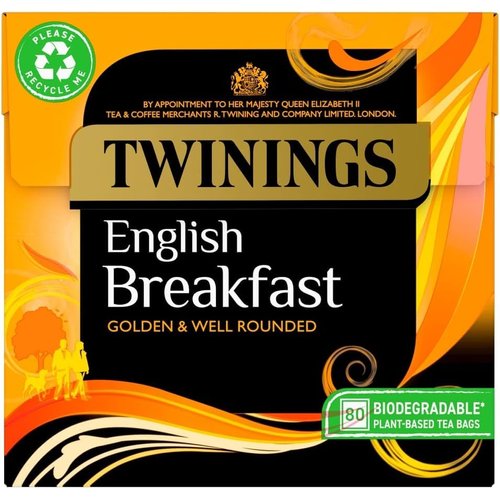 Twinings English Breakfast Tea Bags 80 Per Pack - Pack of 2