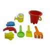 6 Piece Kid's Mini Beach Sandbox Tool Play Set, Watering Bucket, Hand Tools, Sand Molds (Colors May Vary)