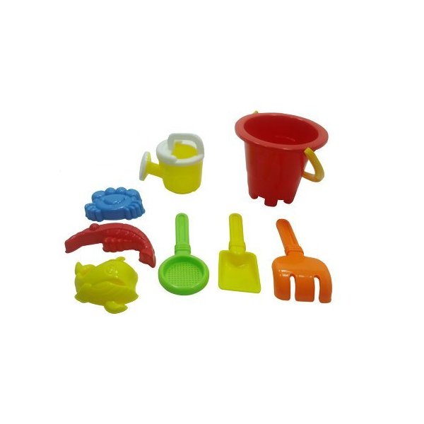 6 Piece Kid's Mini Beach Sandbox Tool Play Set, Watering Bucket, Hand Tools, Sand Molds (Colors May Vary)