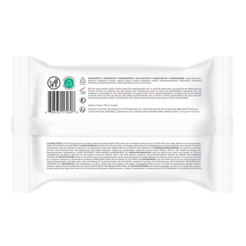 ATTITUDE Biodegradable Baby Wipes, Plant Based Unscented Diaper Wipes for Babies and Newborn, Dermatologically Tested, Vegan, 72 Count