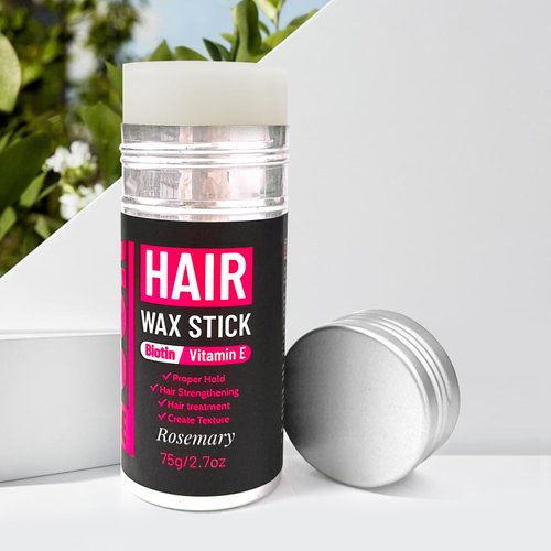 PrimeLook Hair Wax Stick, 2.7 fl oz, for Strong Hair Hold and Flyaway Control with Biotin, Vitamin E, Rosemary for Slick, Neat and Tidy Look