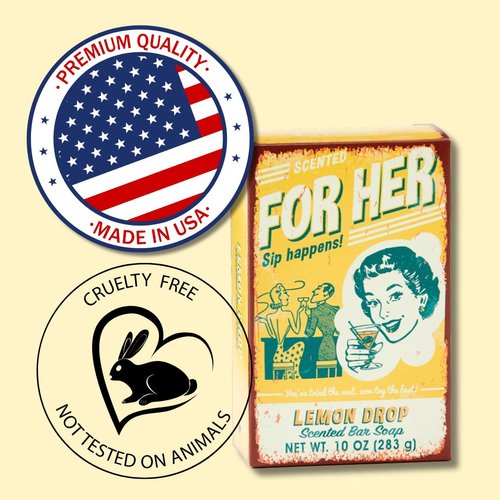 For Her Cocktail Inspired Soap Bar | LEMON DROP | Dye-Free | Luxury Soap Bar for Her |No Harmful Chemicals - Good for All Skin Types - Made in the USA | 10oz