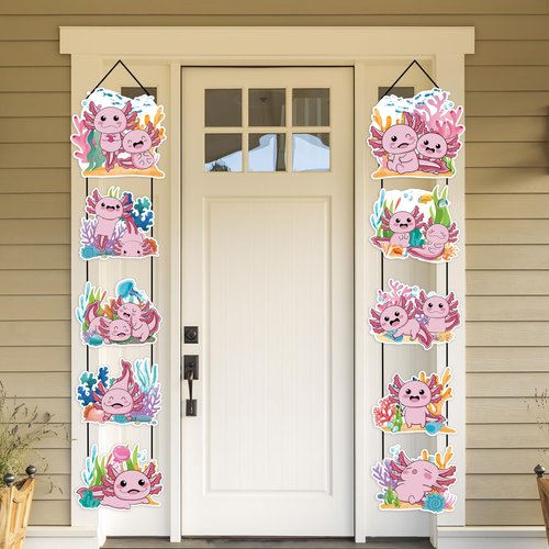 Axolotl Party Banners Axolotl Welcome Door Sign Axolotl Birthday Party Decoration Axolotl Cutout Banner for Axolotl Themed Party Supplies