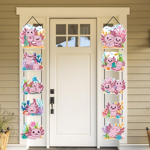 Axolotl Party Banners Axolotl Welcome Door Sign Axolotl Birthday Party Decoration Axolotl Cutout Banner for Axolotl Themed Party Supplies