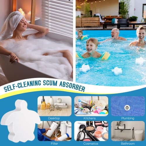 Ukulork 18/24 Pack Pool Oil Absorbing Scum Sponge, Hot Tub Scum Absorber, Hot Tub Accessories for Swimming Pool and Spa