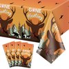 PTECDROTS 4Pcs Hunting Tablecloths, Rectangular Hunting Birthday Decorations Table Covers, Disposable Hunting Table Decorations for Kids Hunting Deer Birthday Party Supplies, 51 x 86 Inch