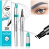 Magic Eyebrow Pencil, 3D 4 Tipped Precise Brow Pen Upgraded Waterproof Microblading Eyebrow Pencil Contouring Pen Natural Makeup Effect (B-Gray)