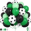 Soccer Party Decorations Balloon, 12 Inch Soccer Balloons 50Pcs Green and Black Latex Balloons with Soccer Printed Balloons for Men Boys Kids Soccer Party Baby Shower Sports Theme Party Decor