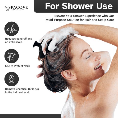 SPACOVE Scalp Massager Hair Growth with Soft Silicone Scalp Scrubber Shampoo Brush for Dandruff Removal Wet and Dry Hair Brush Scalp for Mens and Womens (Black)