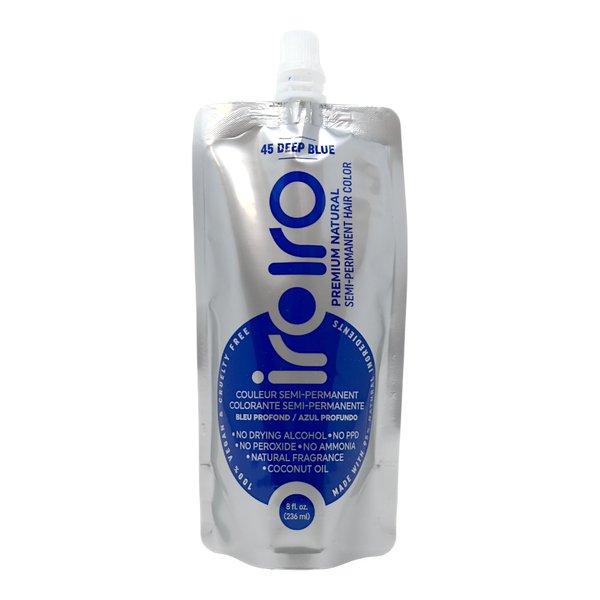 IROIRO Premium Natural Semi-Permanent Hair Color 45 Deep Blue (8oz)