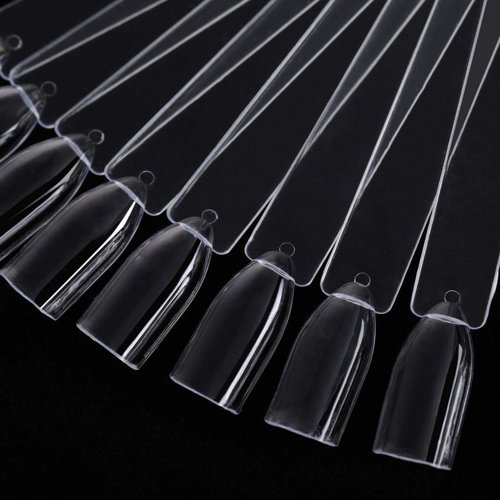 200 Pieces Nail Swatch Sticks Clear Square Nail Tips Nail Color Display Sticks Nail Swatches with Metal Screw Holder Fan Shaped Plastic Sample Sticks