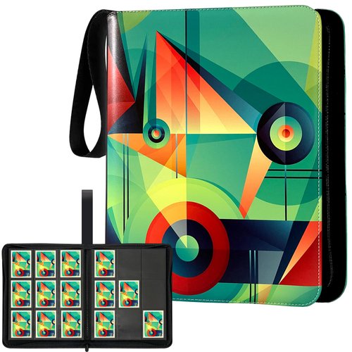 Colorful PU Leather Trading Card Binder, Baseball Card Binder, 9 Pockets Football Card Book Holder, Card Holder with Strap, Binder for Collectible Cards Storage
