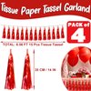 4P Red Foil Fringe Metallic Tassel Streamers Banner Tassel Garland for Parade Floats, Bachelorette, Wedding, Birthday, Halloween, Christmas, Bridal/Baby Shower Party Decorations