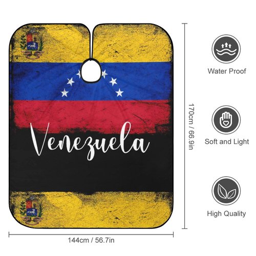 Venezuela Vintage Flag Venezuelan Professional Barber Cape,Polyester Hair Cutting Salon Cape,Water And Stain Resistant Apron,Cutting Hair Beard Hairdressing Cape Anti-Static Haircut,56.7×66.9 Inch (1