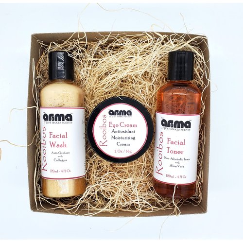 Our Aroma Rooibos Skincare Collection - Gift Set with Facial Wash, Toner and Eye Cream - Get Your Natural Glow