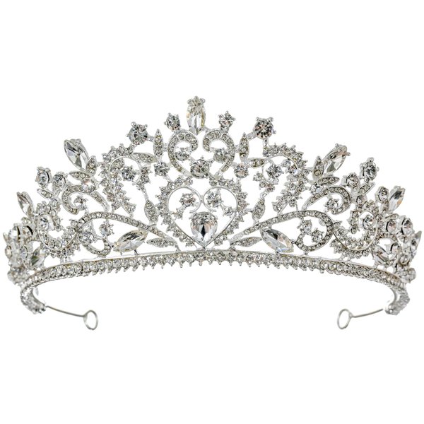 Samky Bridal Crown Rhinestone Wedding Tiara Headpiece Bride's Crystal Hair Accessories