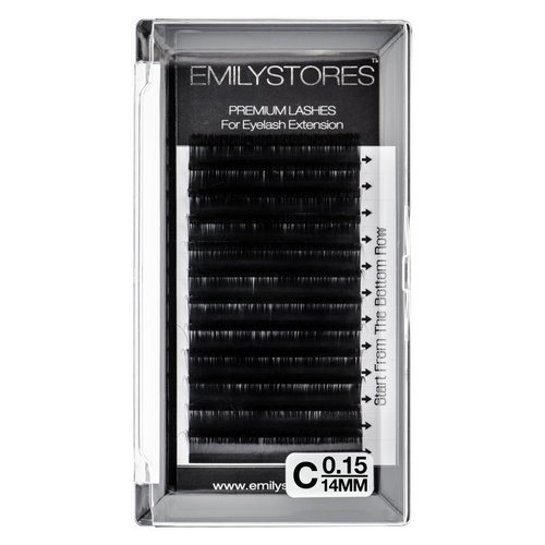 EMILYSTORES Eyelash Extensions 0.15mm Thickness C Curl 14mm Length Individual Volume Natural Eyelashes For Lash Extensions(0.15,C,14mm)