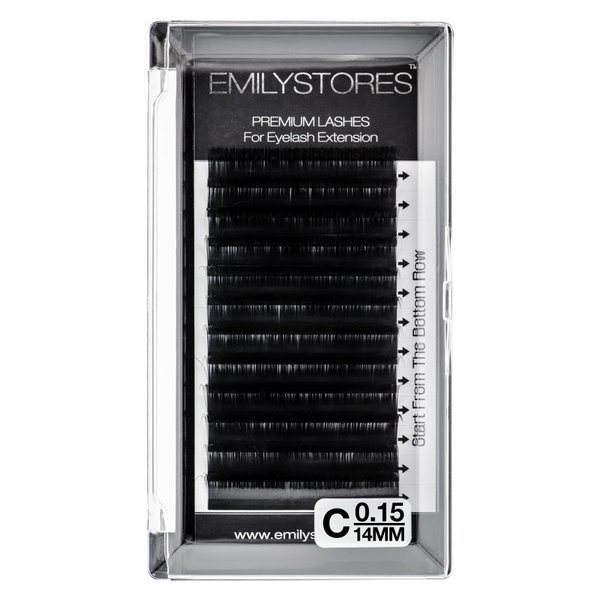 EMILYSTORES Eyelash Extensions 0.15mm Thickness C Curl 14mm Length Individual Volume Natural Eyelashes For Lash Extensions(0.15,C,14mm)
