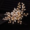 Teyglen Simple Full Rhinestones Bride Wedding Hair Comb Hair Pieces for Bride Bridal Crystal Side Hair Comb Hair Accessories for Women Girls (Gold)