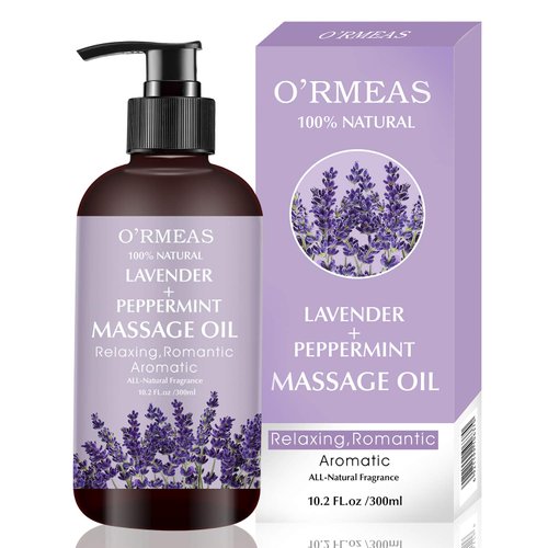 Massage Oil with Lavender and Peppermint Massage Oil for Skin Moisturizing Body Oil Lavender Massage Oil for Men and Women 10.2 fl.oz