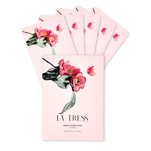 LA TRESS Camellia Energy Korean Face Mask, Korean Beauty Skin Care (5 Sheets)