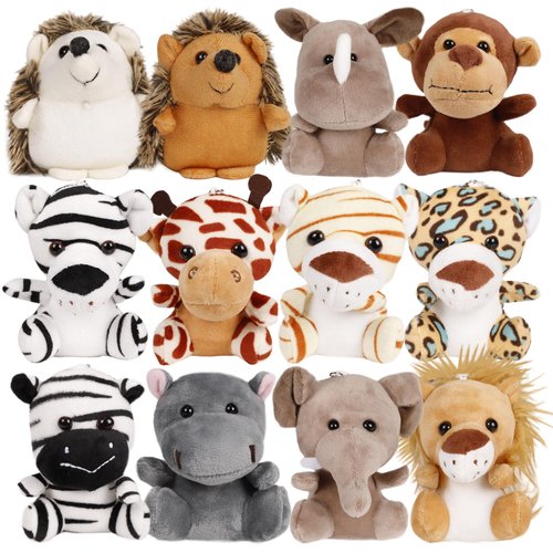 Valentines Day Gifts for Kids - Small Stuffed Animals Bulk, 12 Pieces Cute Plushies, 4.5 Inch Mini Forest Animal Plush Toys, Valentines Party Favors, Valentines for Kids Classroom