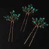 Chargances 3pcs Crystal Wedding Hair Pins Malachite Green Rhinestone Bridal Hair Pins Handmade Bridal Hair Accessories for Women Girls Bridesmaids (Malachite green)