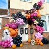 162pcs Halloween Balloons Garland Arch Kit,Black Orange Purple White Sand Balloons,Huge Spider Boo Ghost Bat Foil Balloons for Halloween Decorations Halloween Party Decorations Supplies