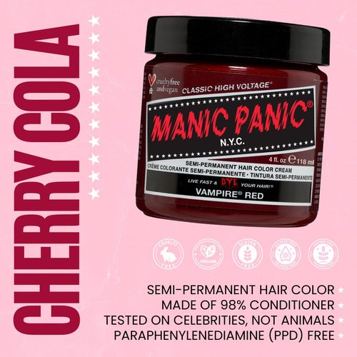 MANIC PANIC Vampire Red Semi Permanent Hair Color - Cruelty Free, Vegan Classic Dark Red Hair Dye - Safe to Create & Mix Custom Shades (4oz)
