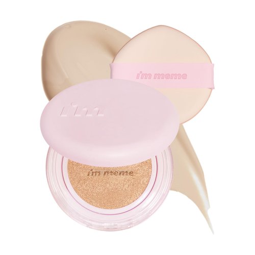I'M MEME Korean Cushion Foundation - Wonder Velvet Cushion | Semi-Matte Cushion | Lightweight, High Coverage, Skin Moisturizing, Anti-darkening, Light Foundation makeup | 02 Beige