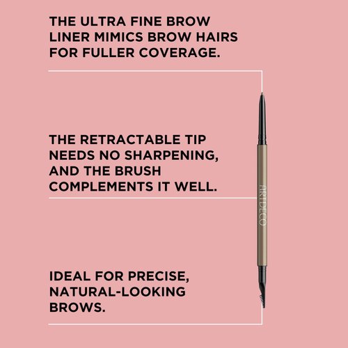 ARTDECO Ultra Fine Brow Liner - Ash Brown - Thin Twist-Out Tip Creates Ultra-Fine Lines - Integrated Grooming Brush - Smudge-Proof & Waterproof - Eyebrow Pencil - Eye Makeup - Vegan - 0.03 Oz