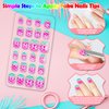 144 Pieces Fake Nails for Kids Girls Artificial Kids Press on Nails Full Cover Short Acrylic Stick On Nails False Nail Tips Kit for Children Little Girls Nail Art Decoration (Cute Pattern)