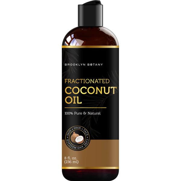 Brooklyn Botany Fractionated Coconut Oil for Skin, Hair and Face – 100% Pure and Natural Body Oil and Hair Oil - Carrier Oil for Essential Oils, Aromatherapy and Massage Oil – 8 fl Oz