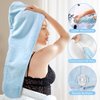 my novel things Hair towel wrap for women, Shower cap reusable waterproof, Shower cap and Hair Towel set, Come with a spa headband and wristbands Soft and Breathable for Long Thick Hair-Blue