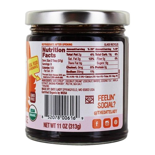 Date Lady Organic Coconut Caramel Sauce | Vegan, Paleo, Gluten-free & Kosher (1 Jar)