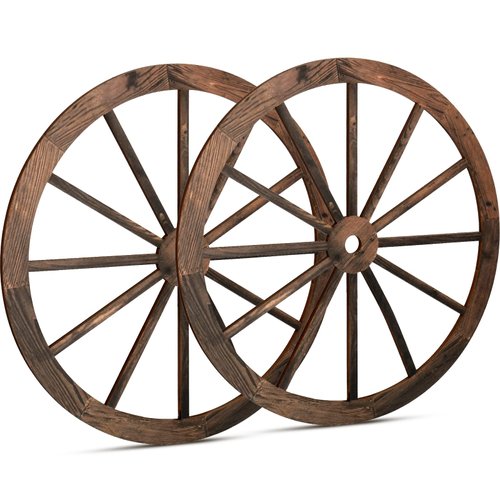 2 Pcs Wagon Wheel Decor Wooden Western Cowboy Party Decorations Vintage Rustic Wagon Wheel Wood C...