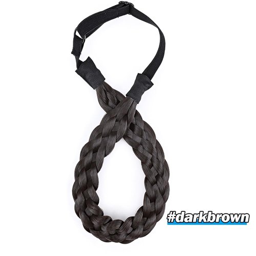 Braided Hair band Plaited Headband Elastic Stretch Wide Plaited Braids Braided Headband Synthetic Hairpiece Chunky Braided Headband Trendy Girls Women (Medium-five strands braided, dark brown)
