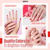 MEFA Red Gel Nail Polish Set 6 Colors, Red White Glitter Shades Sparkle Silver Champagne Love Times Tones Spring Nail Art Design at Home Manicure DIY Kit Gifts for Women Girl
